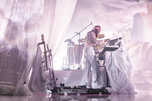 musical instruments arranged for a performance