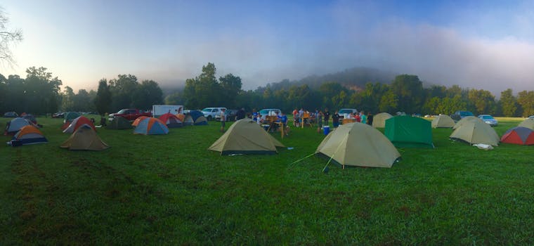 festival campsite with tents