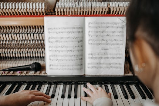 A piano adorned with sheet music