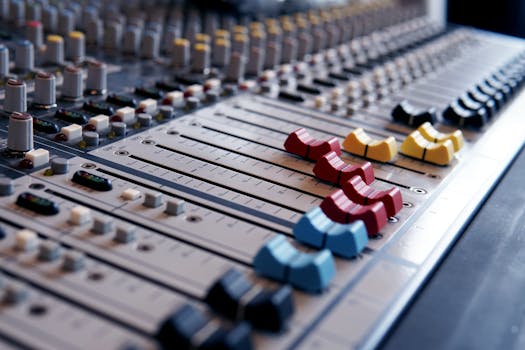 An audio engineer adjusting sound levels in a studio