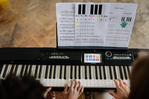 students practicing music in class